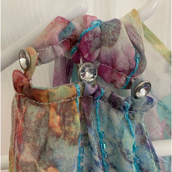 V Christina sheer tank with attached same print lining! NWOT - Large - Picture 9 of 9